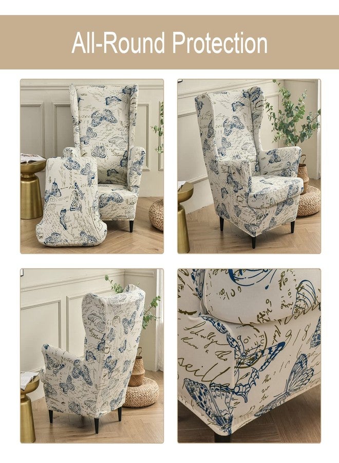 Eco-Ancheng Wingback Chair Slipcover 2 Piece Wingback Chair Cover Spandex Wing Chair Slipcovers Wingback Armchair Covers with Elastic Bottom for Living Room Wingback Chair - Image 5